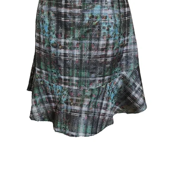 NEW Marie Oliver Filly Organza Mini Skirt in Inky Metallic Plaid Print - 4